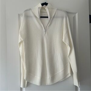 White ribbed half zip sweater pullover medium